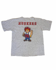 Vintage 90s Nebraska Huskers USA souvenir college football varsity heavy duty grey marl t shirt size XL