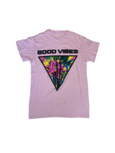 Vintage 90s light pastel pink Good Vibes skeleton hand t-shirt size medium