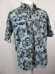 Vintage Y2K grey black swimwear killtec Hawaiian shirt size large