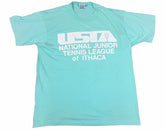 Vintage 80s USA Ithaca New York High School tennis league pastel green t-shirt size XL