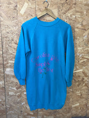 Vintage 80s USA “Carolina Girls Simply the Best” turquoise crew neck sweater size XL long