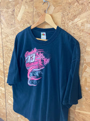 Vintage Danielle Huson stock car usa outlaw racer NASCAR black neon pink souvenir t-shirt size XXL