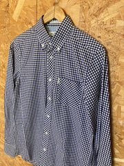 Vintage Ben Sherman navy blue gingham check long sleeve Mod skinhead retro punk shirt size small