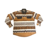 Vintage 90s orange brown tan aztec pattern western cowboy ranch shirt size XL