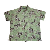 Vintage 90s green brown floral pattern Hawaiian short sleeve ugly party shirt size large