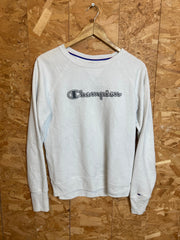 Vintage 90s Champion embroidered white grey sweater size small