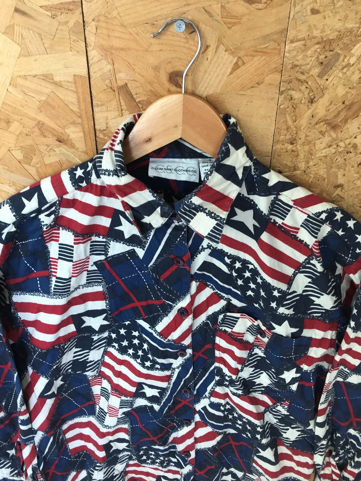Vintage 00s American stars and stripes pattern cotton cowgirl rodeo cowboy western shirt size medium