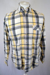 Vintage 90's white yellow grey Long Sleeve Chunky Check Shirt size medium