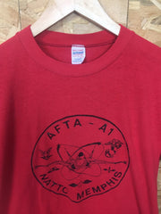Vintage 80s AFTA NATTC atomic authentic Cold War US naval training academy red t-shirt size medium