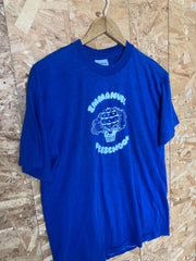 Vintage 80s Quirky preppy Emmanuel PreSchool souvenir USA hot air balloon blue t-shirt size XL