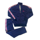 Vintage 90s ASICS blue navy pink gym track top and trousers set size Large