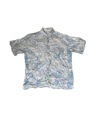 Vintage 90s white light blue geometric abstract Pastel Watercolour Print Shirt size XL