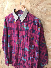 Vintage 90s red check fishing hunting  soft brushed cotton shirt size large by Henry Cottons
