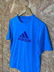 Vintage Y2K Adidas electric blue spell out logo t-shirt size medium