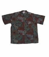 Vintage 90s floral pattern grey silver brown ugly wavy abstract nature print shirt oversized fit size large