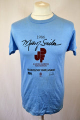 Vintage 80s light blue 'Miles Of Smiles' Atlanta USA marathon souvenir t-shirt size large