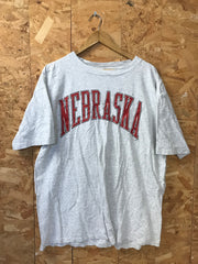 Vintage 90s Nebraska Huskers USA souvenir college football varsity heavy duty grey marl t shirt size XL