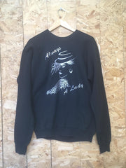 Vintage 90s black ‘Always a lady’ USA souvenir quirky theatre crew neck sweater size XL