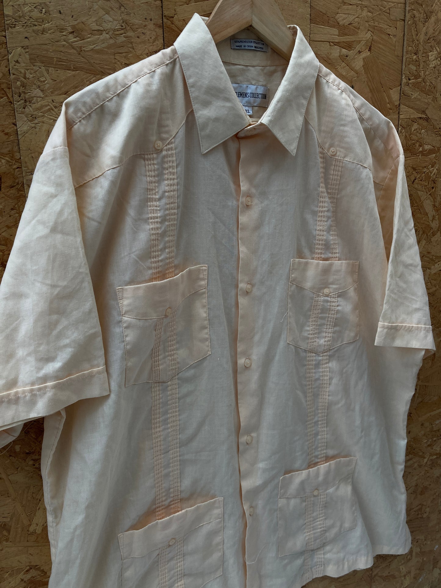 Vintage 90s magnolia light beige Guayabera mexican style shirt size XL