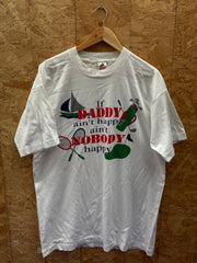 Vintage 90s white funny quote single stitch t-shirt size XL by Fruit of the loom
