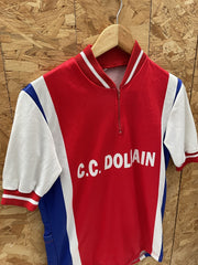Vintage 80s C.C. Dolhain Cycling Jersey Shirt Red White Blue Size L