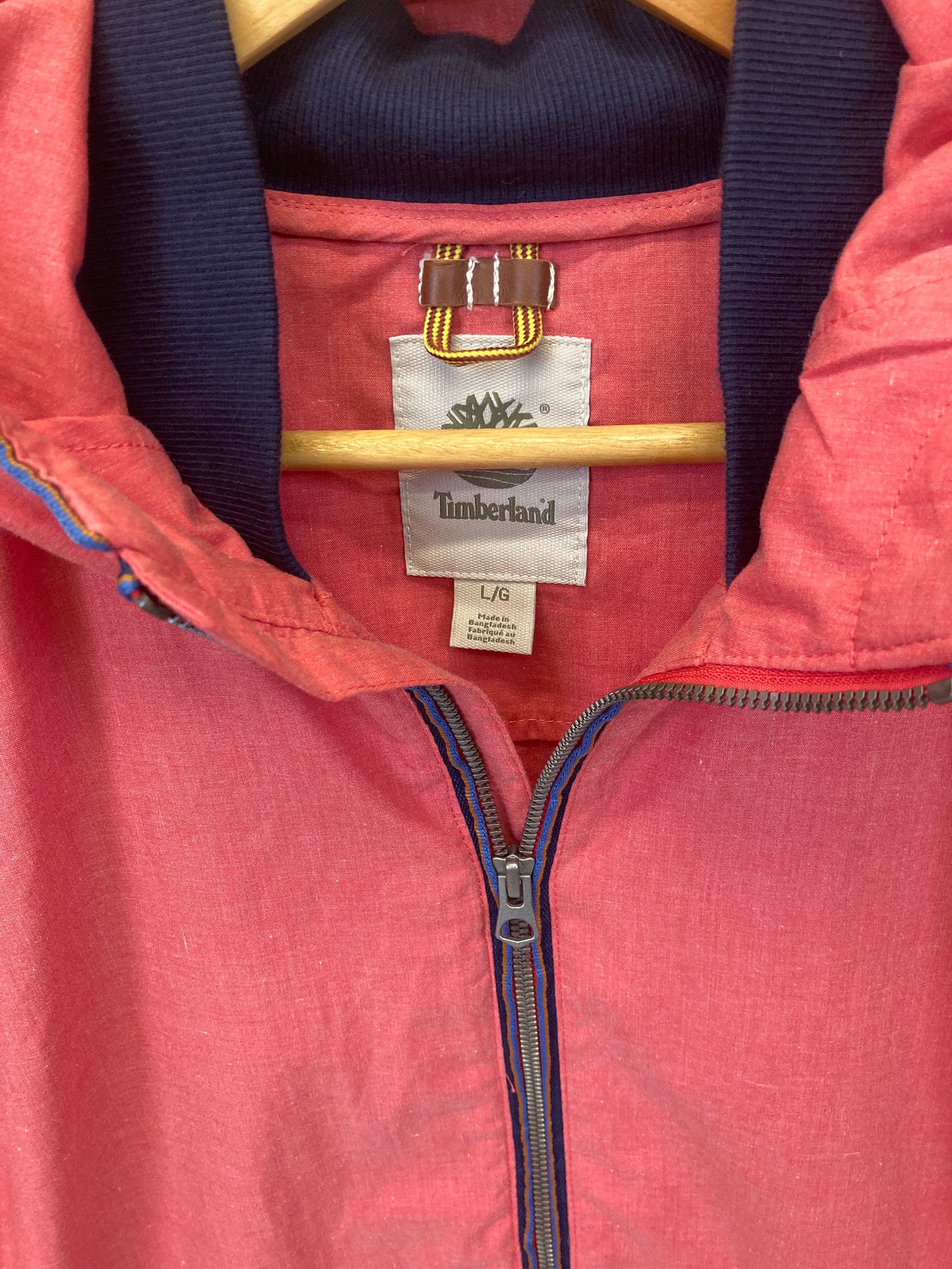 Vintage Y2K Timberland salmon coral light red cotton linen summer jacket size large