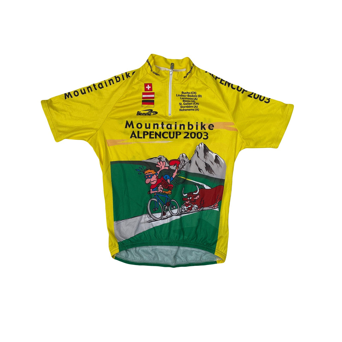 Vintage Biemme MTB Alpen Cup 2003 Yellow Cycling Jersey Size L