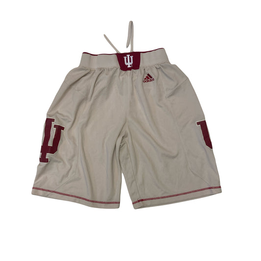 Vintage Y2K Adidas Indiana University Hoosiers beige maroon basketball college team shorts size smal