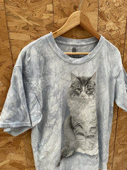 Vintage The Mountain T-Shirt Men's L Gray/Blue Tie-Dye Cat Graphic Tee