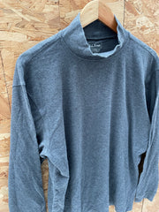 L.L.Bean Men's Mock Neck Long Sleeve Shirt L Grey Loose Fit Cotton Blend