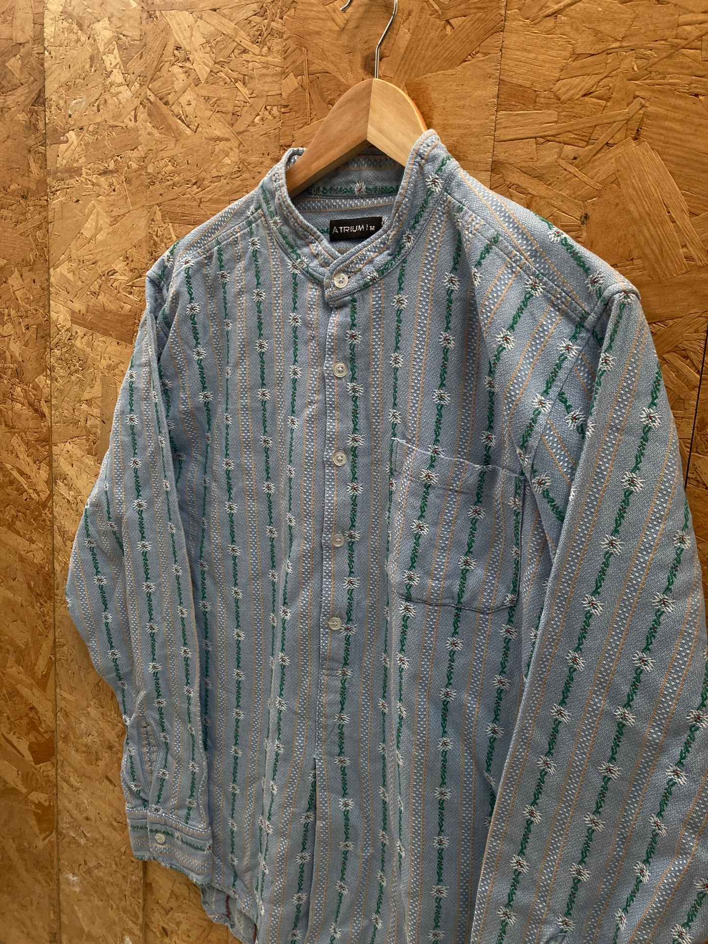 Vintage 90s blue green striped long sleeve tunic shirt size medium by Atrium