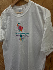 Vintage 90s Miami Florida embroidered parrot single stitch white t-shirt size XL