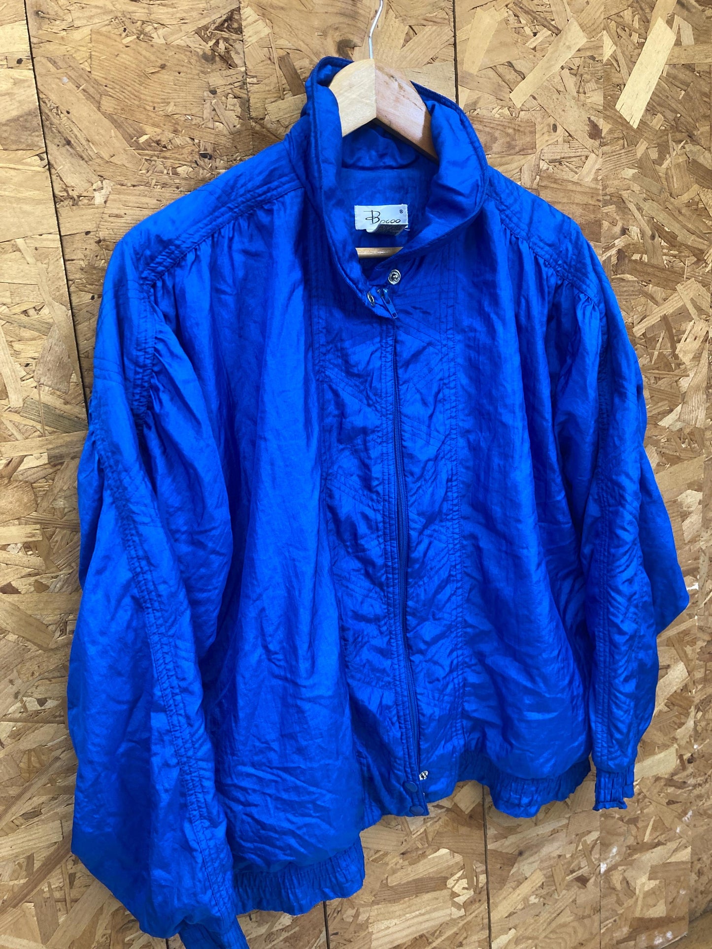 Vintage 80s blue shell track ski jacket windbreaker size medium by Bocoo