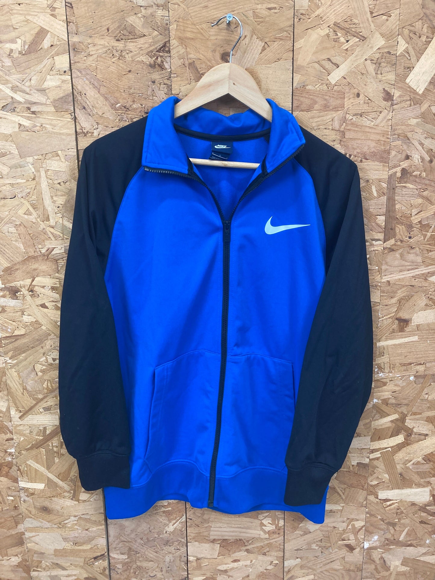 Vintage Y2K Nike minimal swoosh logo blue black zip up track top jacket size large