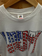 Vintage 90s USA flag liberty single stitch white souvenir t-shirt size large