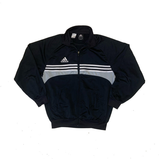 Vintage Y2K Adidas zip track top black white stripes size 40/42 medium