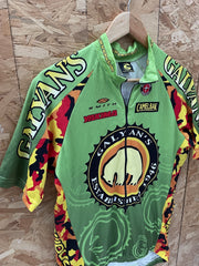 Vintage Cannondale Galyan's Cycling Jersey Green Yellow Red Short Sleeve Men's L