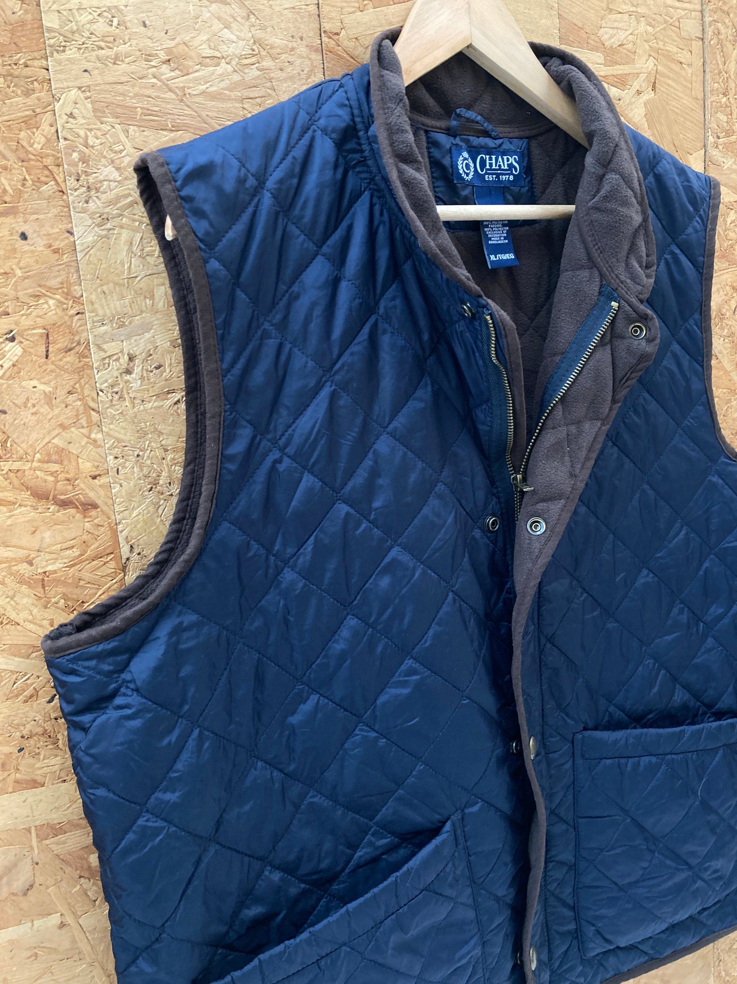 Vintage Y2K Chaps Ralph Lauren quilted fleece lined blue vest gilet size XL