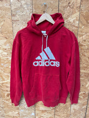 Vintage Y2K Adidas red spell out embroidered stripe logo hoodie size medium