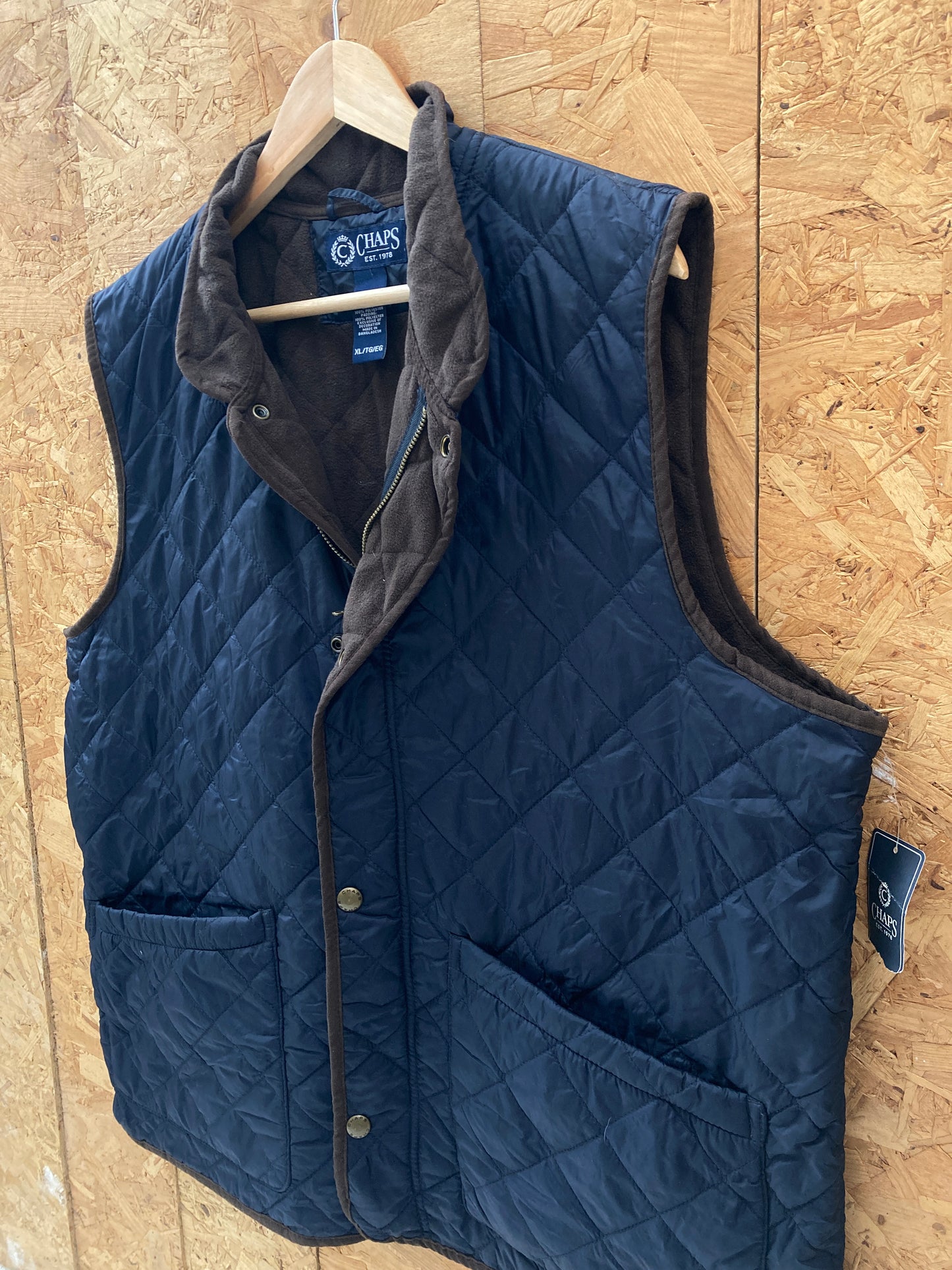 Vintage Y2K Chaps Ralph Lauren quilted fleece lined blue vest gilet size XL