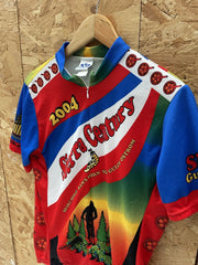 Vintage Voler 2004 Sierra Century MTB Cycling Jersey Men's Large Red Blue Green
