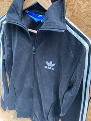 Vintage Adidas black 3 stripes zip top track jacket size small