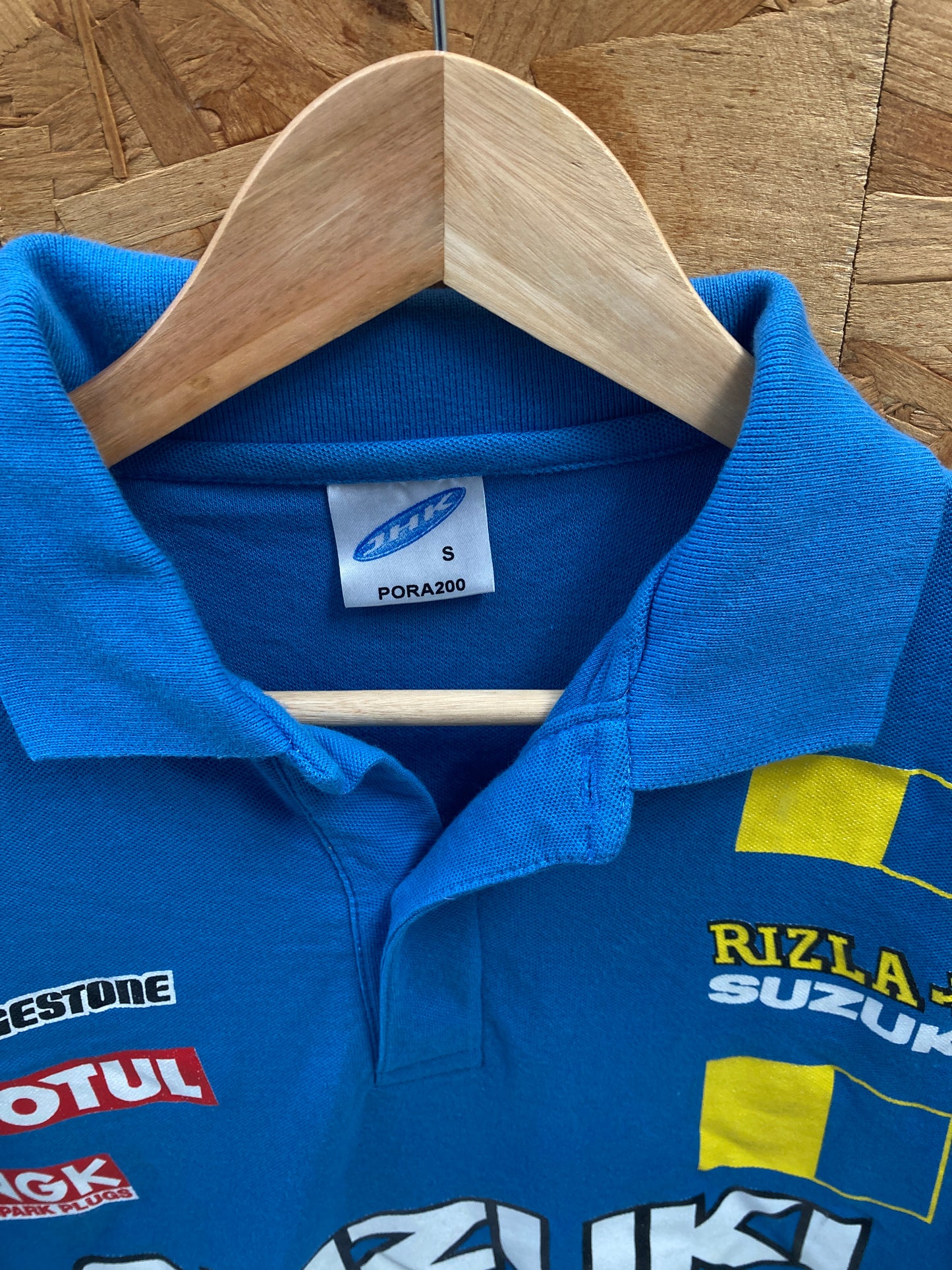 Vintage Y2K Blue Suzuki Rizla race team souvenir polo t-shirt size small