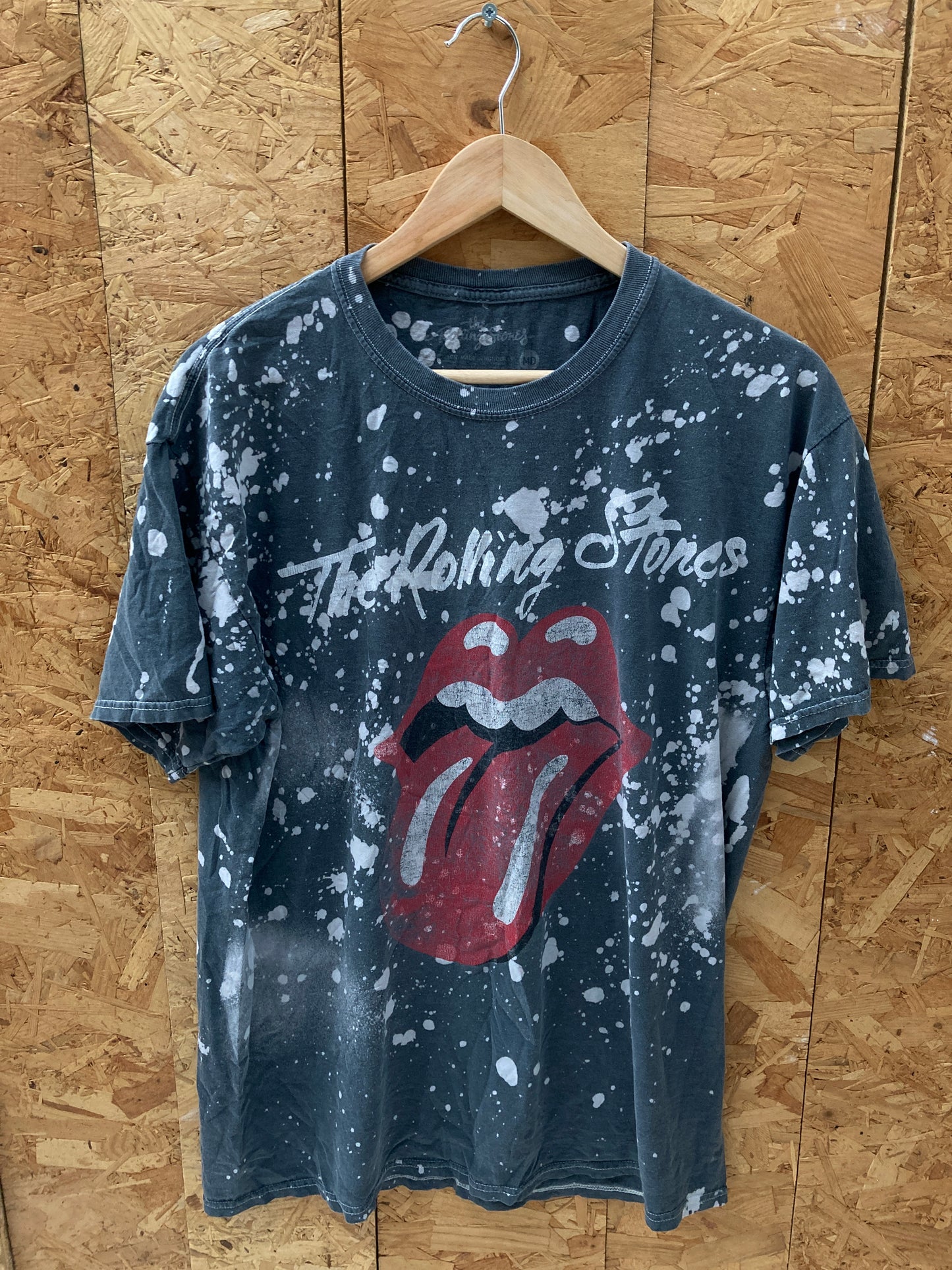 Vintage Y2K Rolling Stones all over acid wash grey tie dye t-shirt size medium