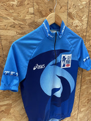 Vintage Asics 2002 Gran Fondo Cycling Jersey Blue Men's M Short Sleeve