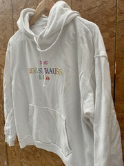 Vintage Y2K Levi Strauss & Co. White Rainbow Logo Hoodie Sweatshirt Size S