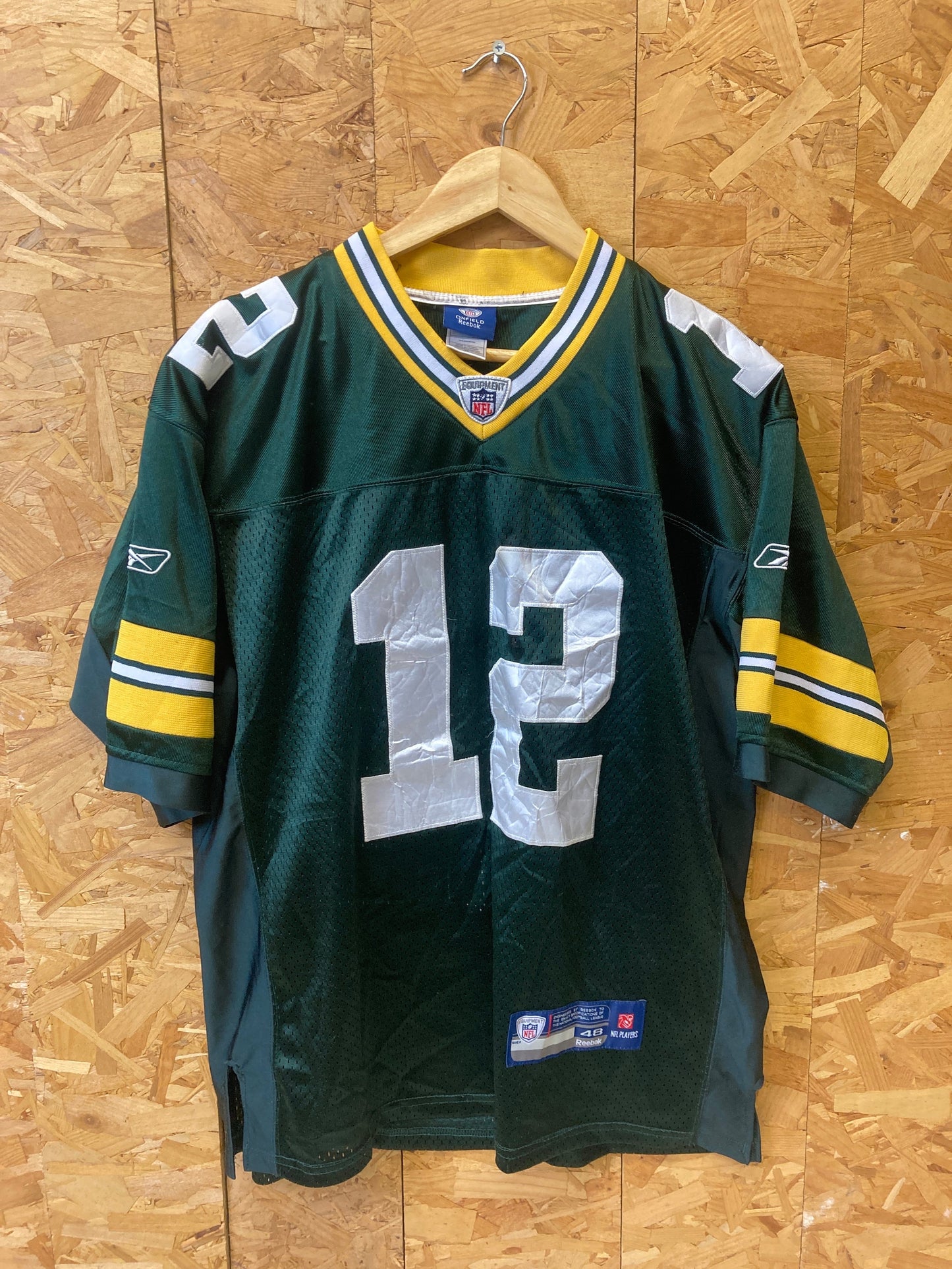 Vintage USA NFL Green Bay packers Aaron Rodgers 12 player jersey green yellow white size 48 by Reebo