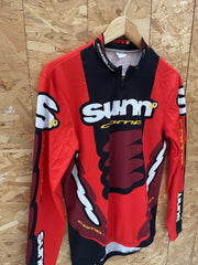 Vintage Sunn Comp Cycling Jersey Long Sleeve Red Black Men's Size M