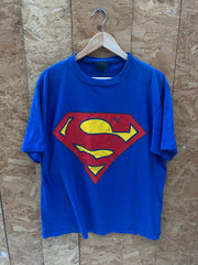 Vintage 90 Superman logo single stitch thrashed souvenir blue t-shirt size XL