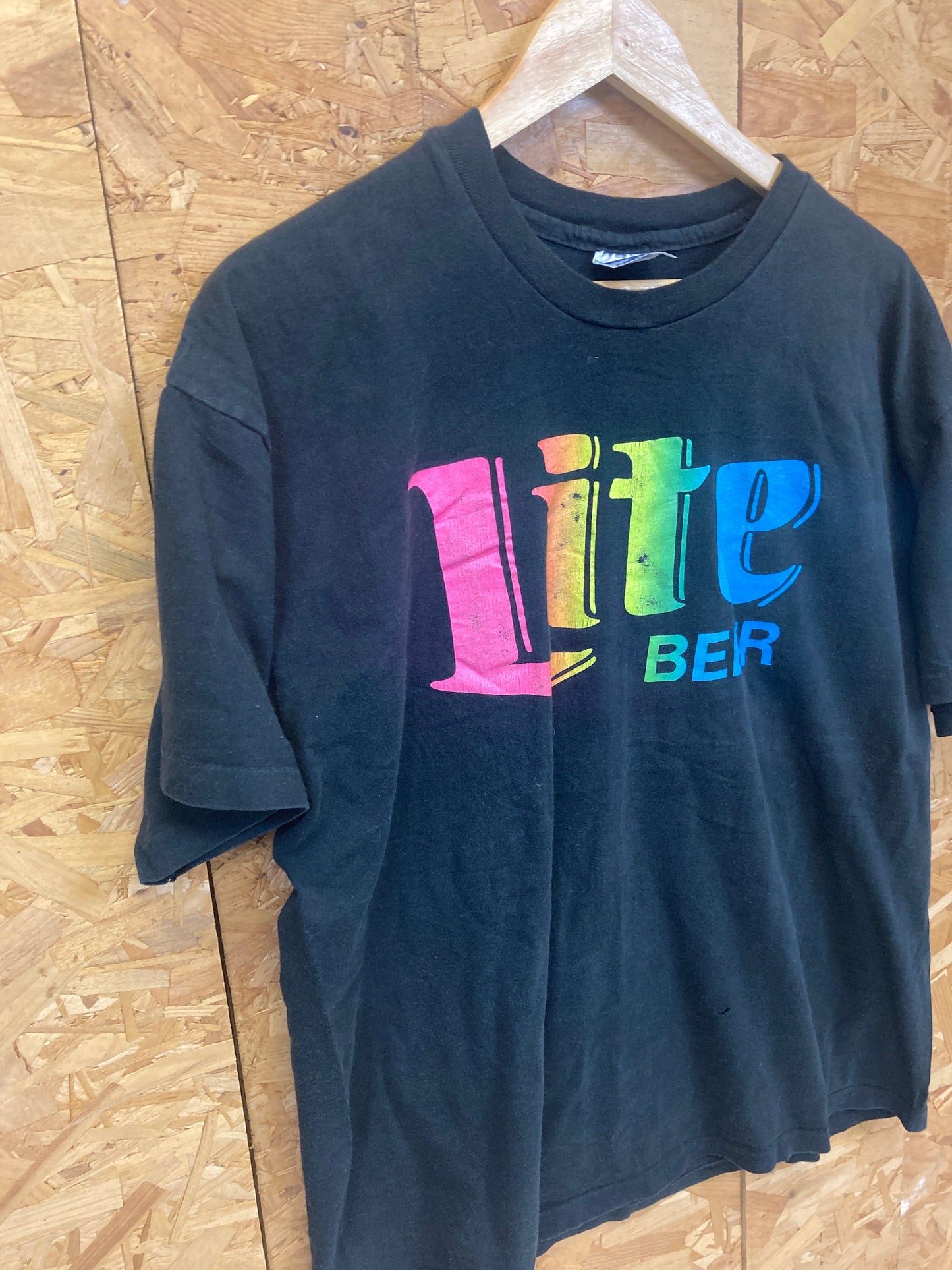 Vintage 90s Lite beer USA souvenir black t shirt size XL by Hanes